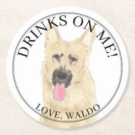 Personalisierte Black & Tan German Shepherd Weddin Runder Pappuntersetzer