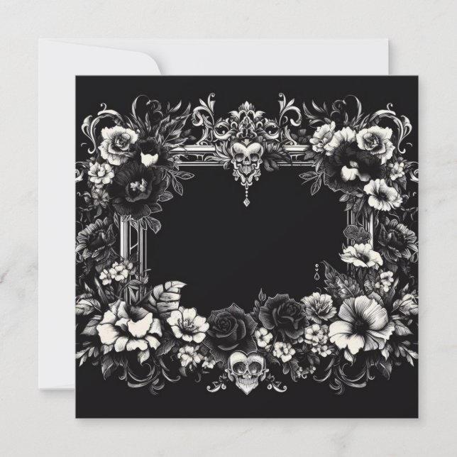 Personalisierte Blankenkarte - Schwarzweißvorlage Einladung (Vorderseite)