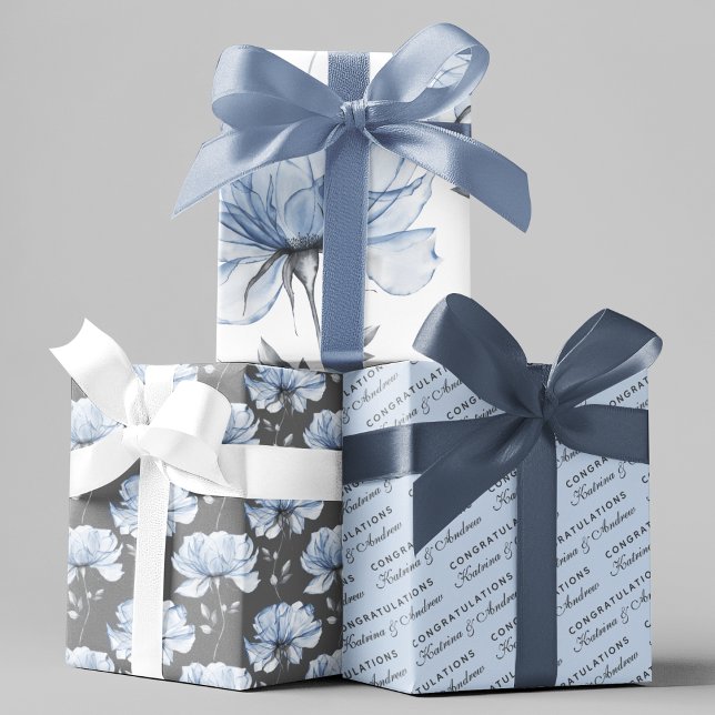 Personalisierte Blatt für Hochzeitsfloralen (Celebrate a special couple with these personalized wrapping paper sheets! )