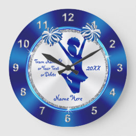 Personalisierte blau-weiße Cheerleader-Dekoration Große Wanduhr