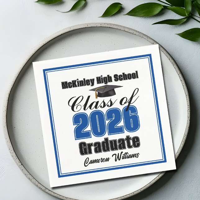 Personalisierte blaue Abiturparty Klasse 2026 Serviette (Von Creator hochgeladen)