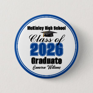 Personalisierte blaue Abschlussfeier der Klasse 20 Button