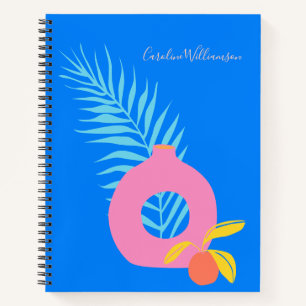 Personalisierte Blaue Abstrakte Botanische Moderne Notizbuch