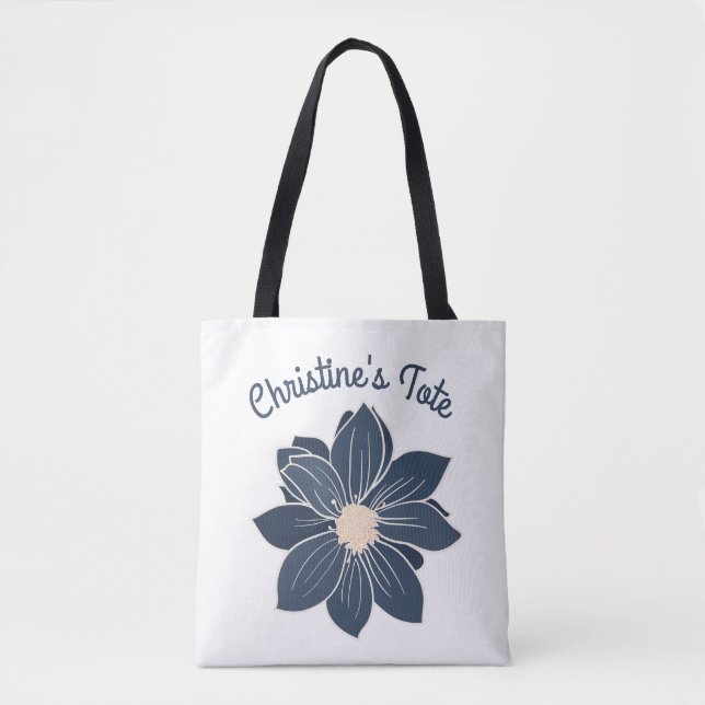 Personalisierte Blaue Blume Totbeutel Tasche (Vorderseite)