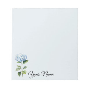 Personalisierte, blaue, Blumen-Notizen Notizblock