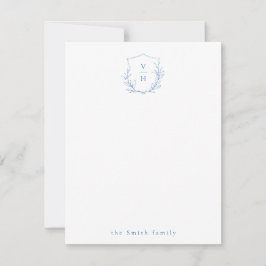 Personalisierte blaue Botanische Monogramm-Station Mitteilungskarte