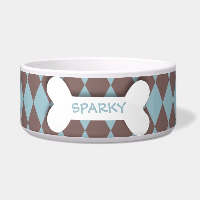 Personalisierte blaue checkered napf (Vorderseite)