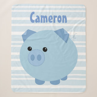 Personalisierte blaue Chubby Schwein Sherpa Decke Sherpadecke