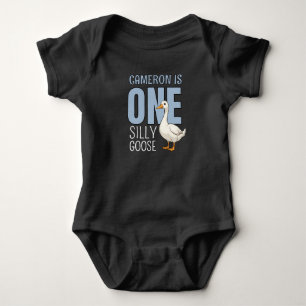 Personalisierte Blaue Eine Dumme Gans Erster Gebur Baby Strampler