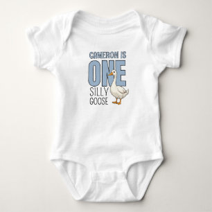 Personalisierte Blaue Eine Dumme Gans Erster Gebur Baby Strampler