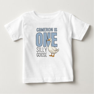 Personalisierte Blaue Eine Dumme Gans Erster Gebur Baby T-shirt