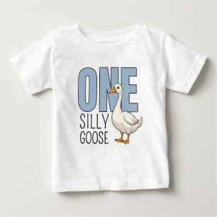 Personalisierte Blaue Eine Dumme Gans Erster Gebur Baby T-shirt