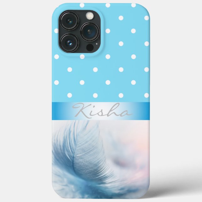 Personalisierte blaue Federpunkte Case-Mate iPhone Hülle (Rückseite)