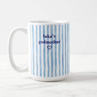 Personalisierte blaue gestreifte Patentante Kaffeetasse