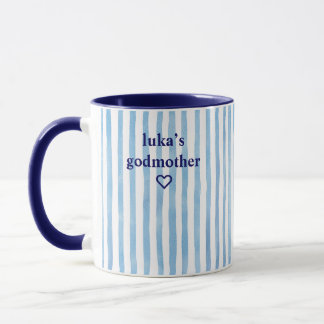 Personalisierte blaue gestreifte Patentante Tasse
