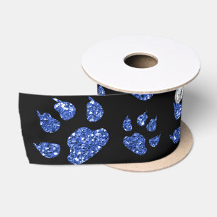 Personalisierte blaue Glitterkatzennamenstatzen Satinband