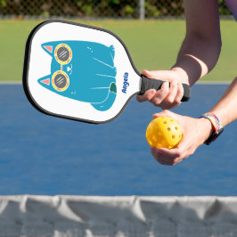 Personalisierte blaue Katze Pickleball Schläger