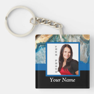Personalisierte blaue Kristallschablone Schlüsselanhänger