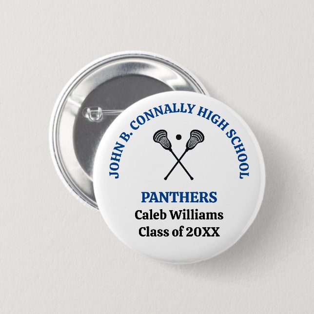Personalisierte Blaue Lacrosse-Schulmannschaft der Button (Vorne & Hinten)