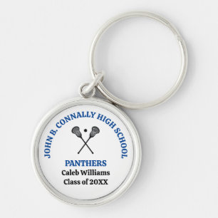 Personalisierte Blaue Lacrosse-Schulmannschaft der Schlüsselanhänger