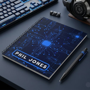 Personalisierte blaue Leiterplatte Tech Geek Notizbuch