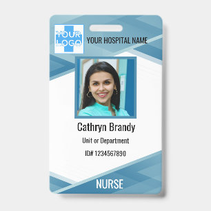 Personalisierte blaue Mitarbeiter-ID, Foto, Name Ausweis