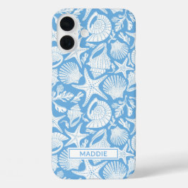 Personalisierte Blaue Muscheln iPhone 16 Plus Hülle