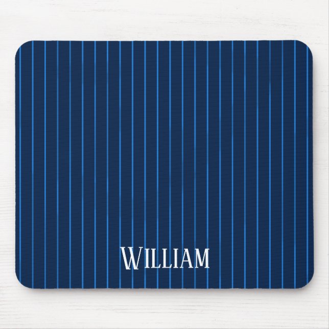 Personalisierte blaue Nadelstreifen Mousepad (Vorne)