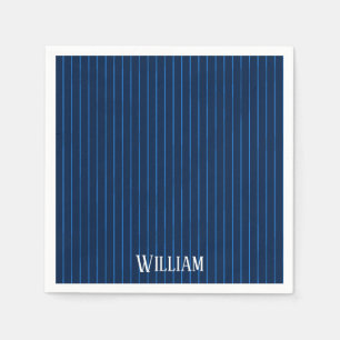 Personalisierte blaue Nadelstreifen Serviette