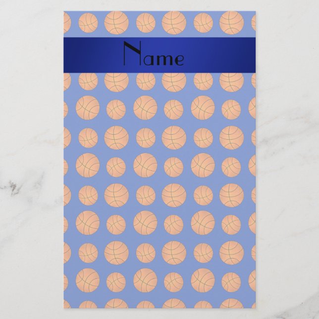 Personalisierte blaue Namensbasketbälle Briefpapier (Vorderseite)