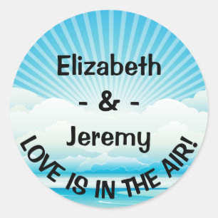 Personalisierte Blaue Nautische Hochzeit Liebe Runder Aufkleber