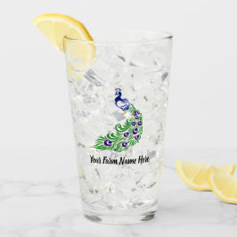 Personalisierte Blaue Pfauenfarm Glas