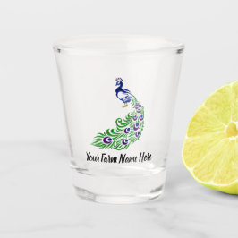 Personalisierte Blaue Pfauenfarm Schnapsglas