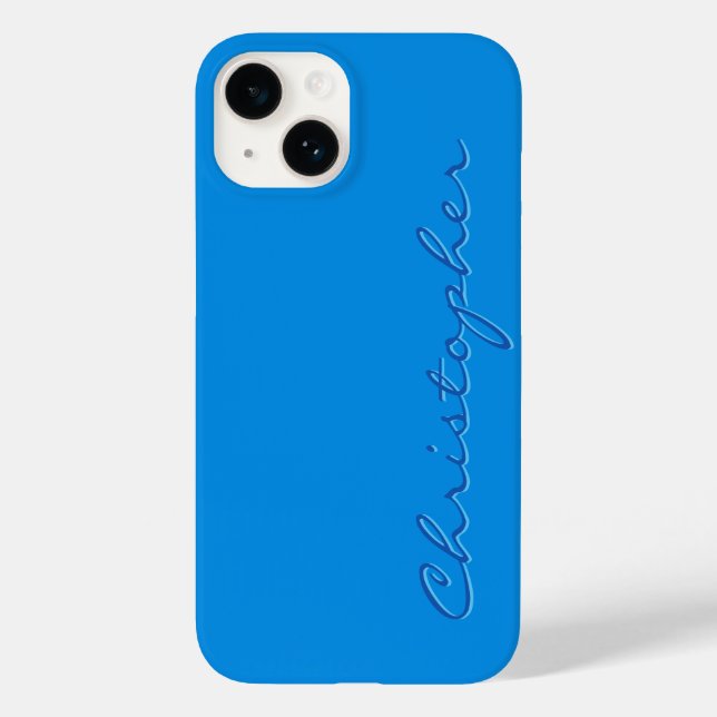 Personalisierte blaue Radialtextur 15 Case-Mate iPhone 14 Hülle (Rückseite)