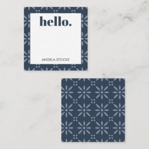 Personalisierte Blaue Retro-Blume Mitteilungskarte