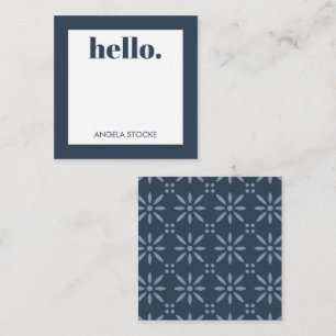 Personalisierte Blaue Retro-Blume Mitteilungskarte