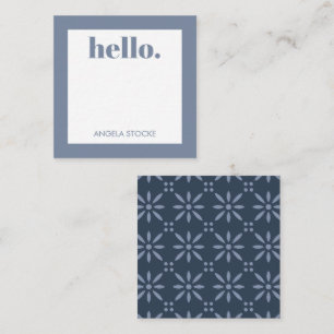 Personalisierte Blaue Retro-Blume Mitteilungskarte