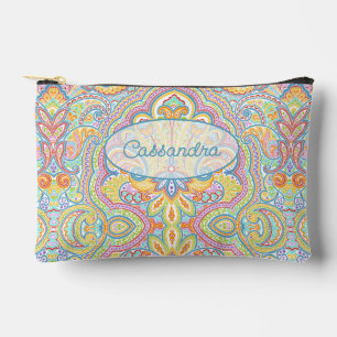 Personalisierte Blaue Rosa Lila Orange Paisley Kun Zubehörtasche