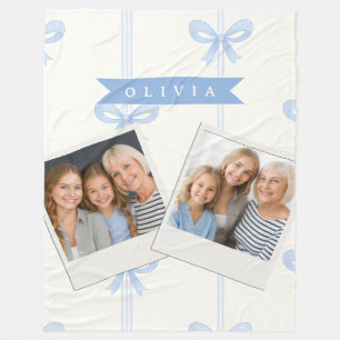 Personalisierte Blaue Schleife Coquette Name Ästhe Fleecedecke