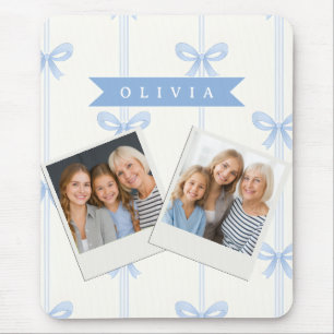 Personalisierte Blaue Schleife Coquette Name Ästhe Mousepad