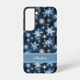 Personalisierte blaue Schneeflocken-Handyhülle Samsung Galaxy Hülle