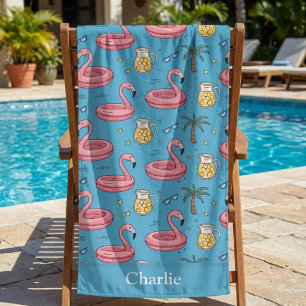 Personalisierte blaue Sommer-Vibes Strandtuch