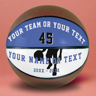Personalisierte blaue Spielersilhouette Team Kinde Basketball