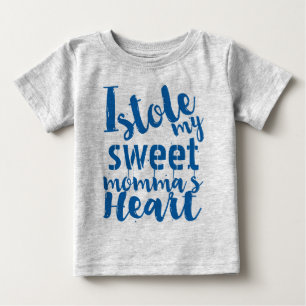 Personalisierte Blaue Sportarten Meine Mommas Herz Baby T-shirt