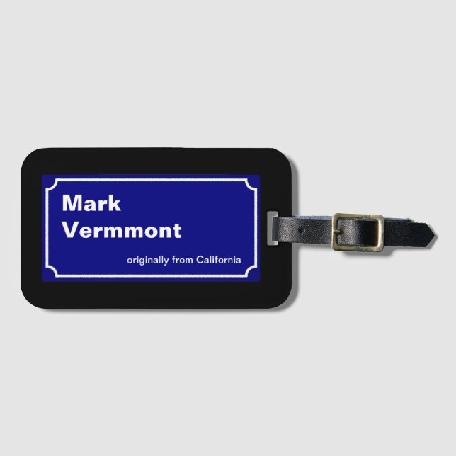 personalisierte blaue Straße Gepäckanhänger (Vorderseite (Horizontal))