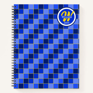 Personalisierte blaue und gelbe Karos Notizbuch