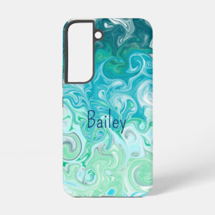 Personalisierte blaue und grüne Wellen  Samsung Galaxy Hülle