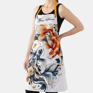 Personalisierte blaue und orange Koi-Fisch-Schürze Schürze