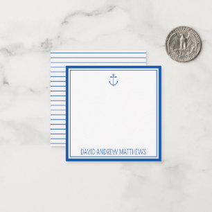 Personalisierte blaue und weiße Anker der Nautisch Mitteilungskarte