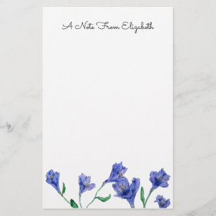 Personalisierte blaue Violett-Wasserfarben-Station Briefpapier